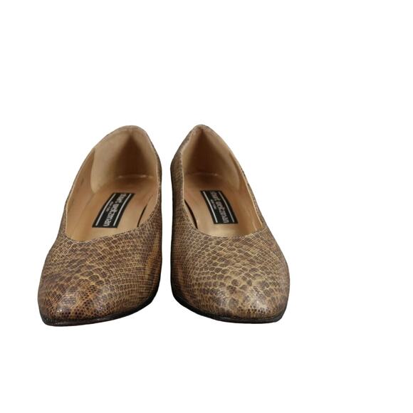 Stuart Weitzman Shoes Womens 9 Pumps Snakeskin Print Leather Fashion Heels Brown - Picture 3 of 14
